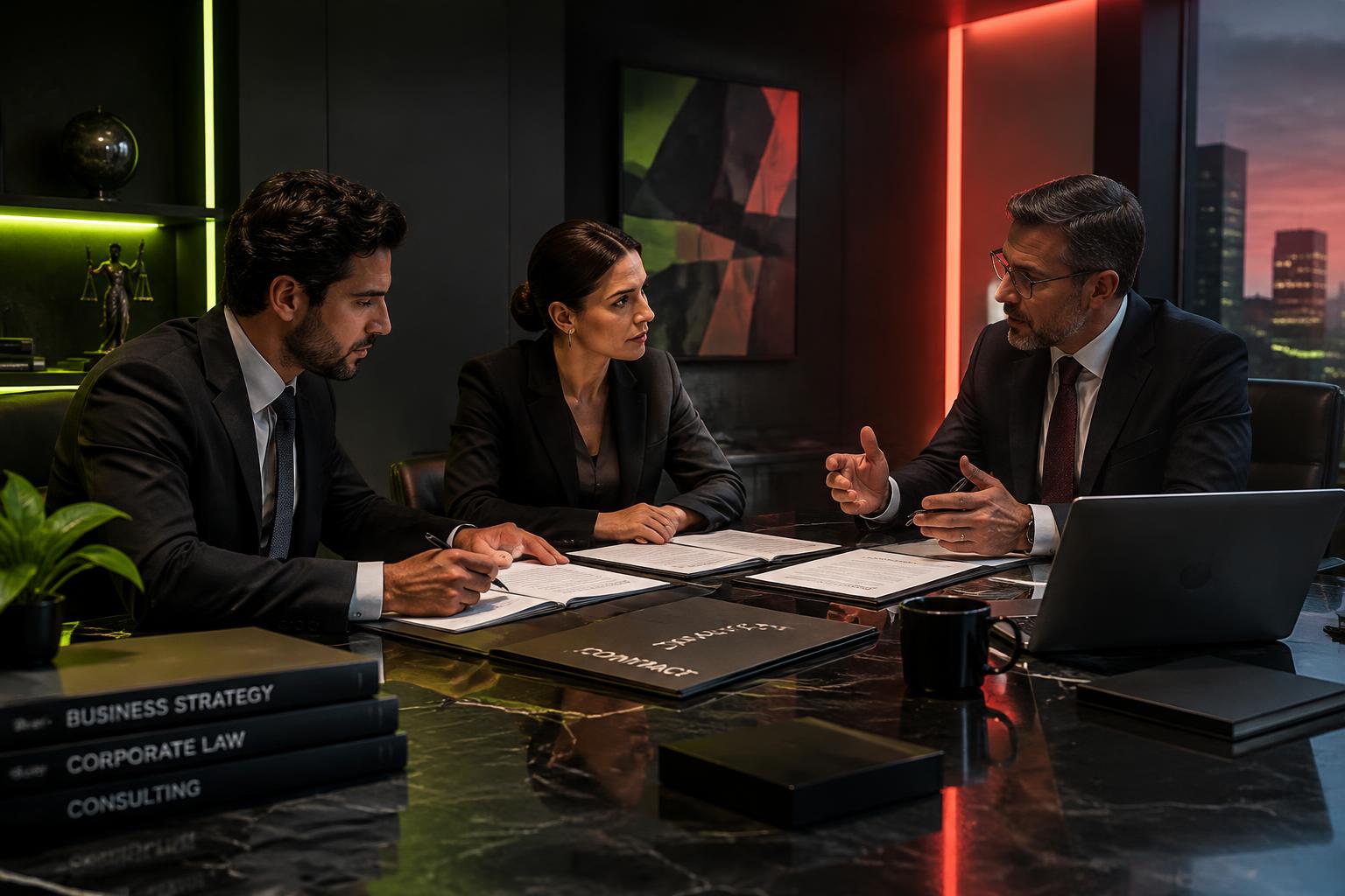 Consultants and lawyers in a meeting